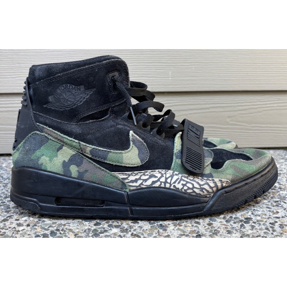 Jordan Legacy 312 Camo Black Elephant Print High Top Mens AV3922-003 Size 12